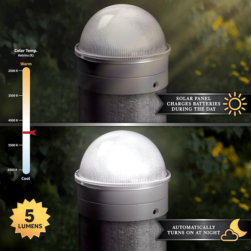 Classy Caps CH2233S Summit Chain Link Solar Post Cap, Silver – High Output LED, Fits 1-7/8", 2", 2-2/8",2.5, 2-7/8",3" Diameter Posts, Easy DIY, Brilliant White Light, Ideal for Chainlink Fence Posts - Image 4